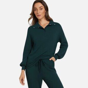 Soma Ultra Soft‎ Fleece Pullover Quarter Snap Lounge Sweatshirt Loungewear Large